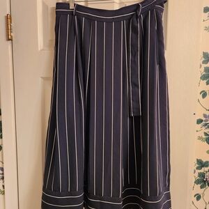 Banana Republic Navy and White Vertical Stripe A-Line Skirt
